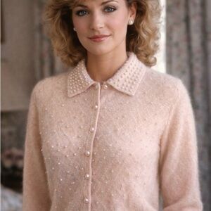Vintage Angora Pearl-Embellished Sweater by Yarnworks